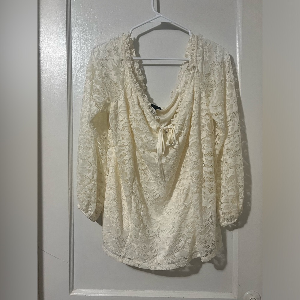 🌸3/$30🌸Torrid Stretch Lace OffShoulder CorsetSeamed LongSleeved Blouse Sz 2x